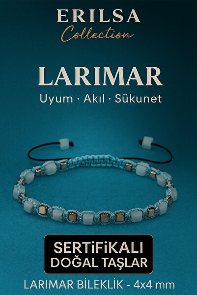 Erilsa Certified Natural Terahertz - Larimar Stone Bracelet 4X4 mm - Harmony ...