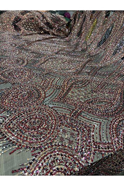 OsmanKumaşDantel Makina kasnak işi yoğun boncuk taş payet işlemeli dantel (15...