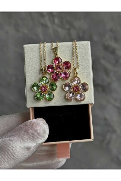 Bubbleatelier Yesil çiçek gold detaylı kolye