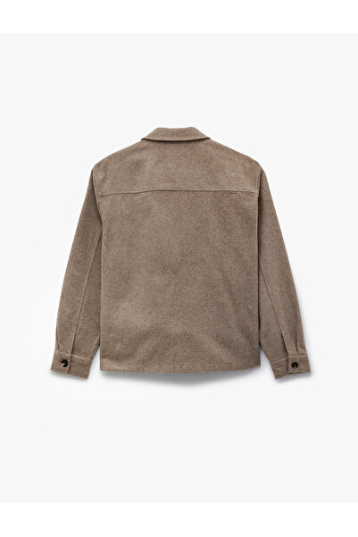 Koton Дългоръкавна риза с джобни детайли, закопчаващ се яка, тясна кройка, туидно сако