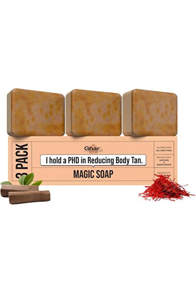 Ghar soaps صابون سحري للاستحمام برائحة خشب الصندل والزعفران (عبوة من 3 قطع، و...