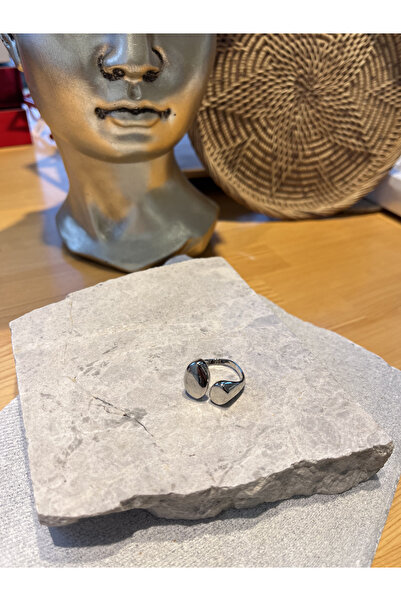 nunu takı خاتم بيضاوي فضي اللون