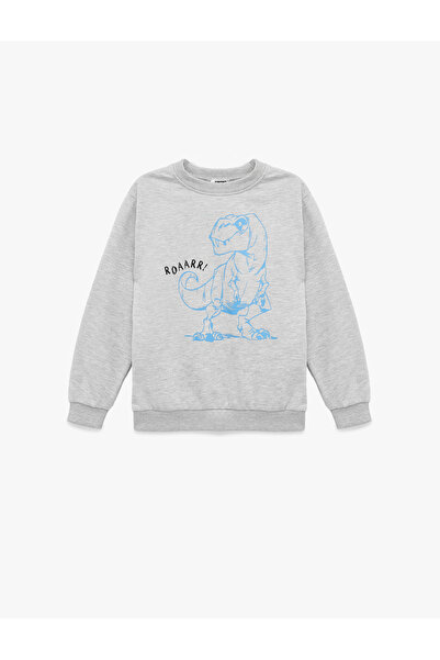 Koton Long Sleeve Crew Neck Dinosaur Printed Sweatshirt
