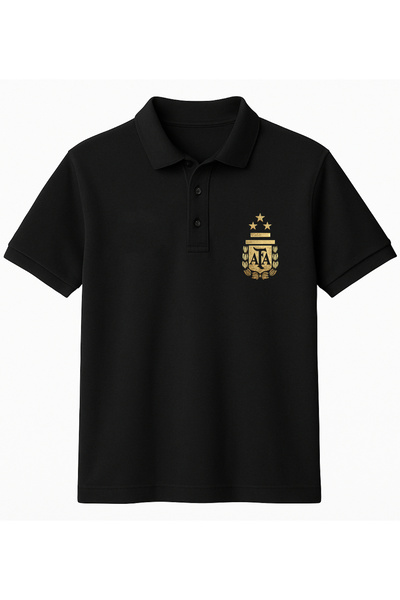 Edizen Afa Argentina Polo Neck T-Shirt Unisex Black Cotton 100% Pique