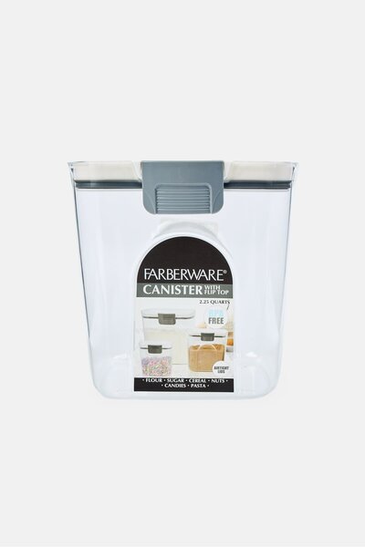 Farberware علبة تخزين متوسطة الحجم مع غطاء قلاب، شفافة