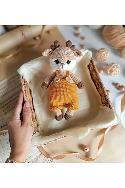 BABYBOUTİQUEHOUSE Amigurumi turuncu tulumlu geyik 3lü set