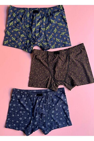 Elosia Morvane |   3-Pack Modal Fabric, Thin Ribbed, Patterned Lycra Men's Boxers