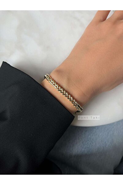 Font 14K Parlak Gold Bileklik Kuyumcu Klipsli