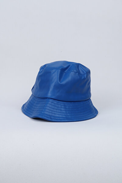 Kapin Saks Blue Leather Bucket Women's Hat - Fisherman Hat