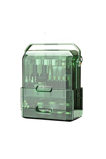 OEM Πολυτελής οργανωτής καλλυντικών, με λαβή, Διαφανές Πράσινο
