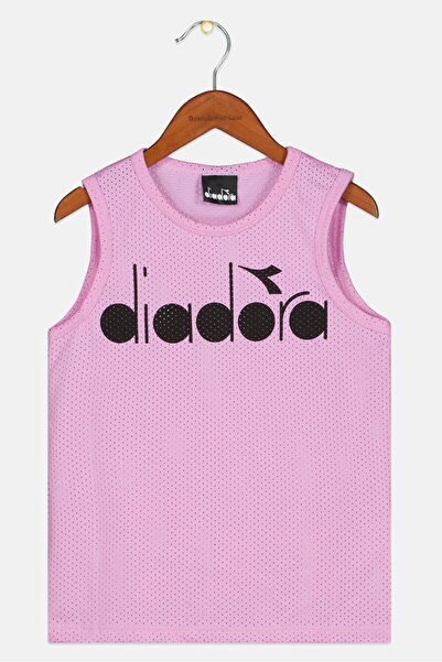 Diadora Kids Boy Round Neck Sleeveless Brand Logo Sportswear Tank, Lilac/Black