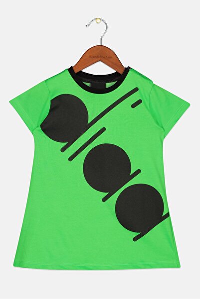 Diadora Toddlers Girl Crew Sleeve Brand Logo Dress, Green