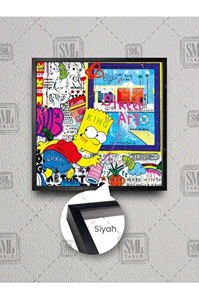 SML TABLO Simpson brada grafiti Banksy ulična umetnost uokvirena kvadratna sl...