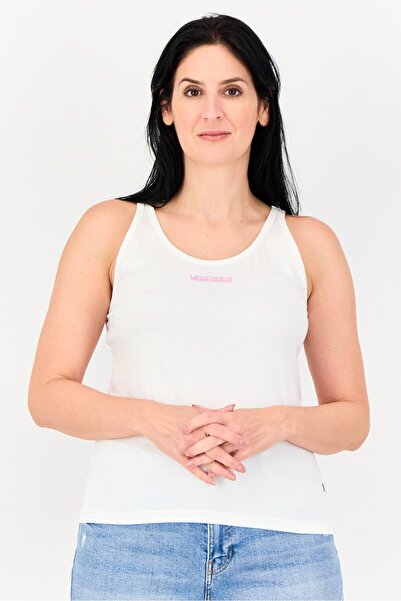 Vans Women Round Neck Sleeveless Brand Logo Top, White