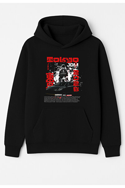 Advantage Hanorac basic negru cu logo Jdm Tokyo2028 Racing