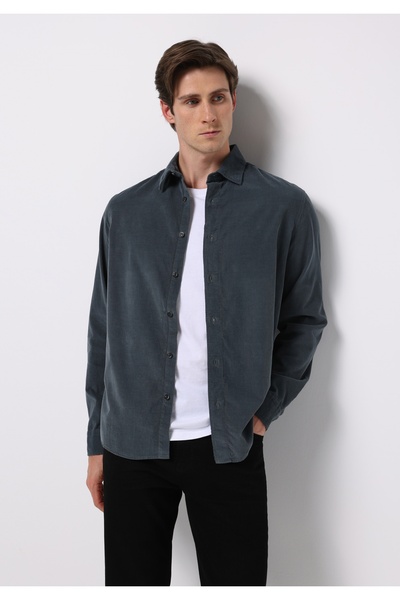 Colin's Regular Fit Shirt Neck Düz Erkek Yeşil Uzun Kol Gömlek