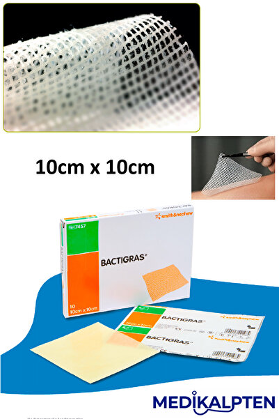 bactigras Parafinli, Antiseptik Tül Sargı, Yara ve Yanık Örtüsü, Steril Gazlı Bez (10cm x 10cm)/(10 Adet)