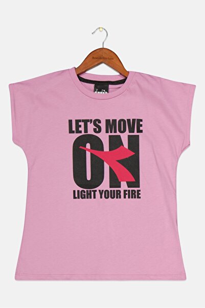 Diadora Kids Girl Crew Neck Short Sleeves Graphic Printed T-Shirt, Purple