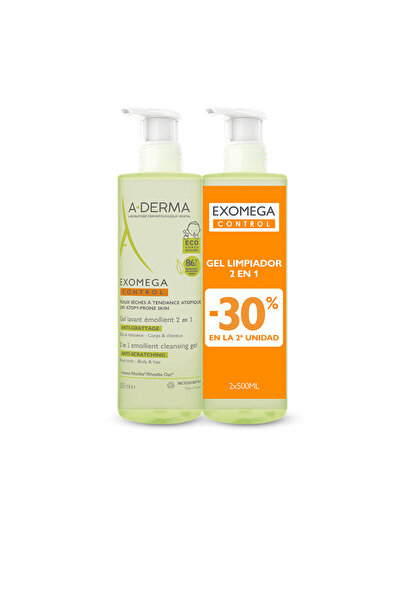 A-DERMA Exomega Control Emollient Gel 2in1 Packung 2 X 500 ml