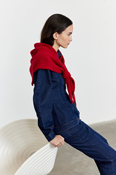 FACETTE وشاح تريكو مسطح باللون الأحمر