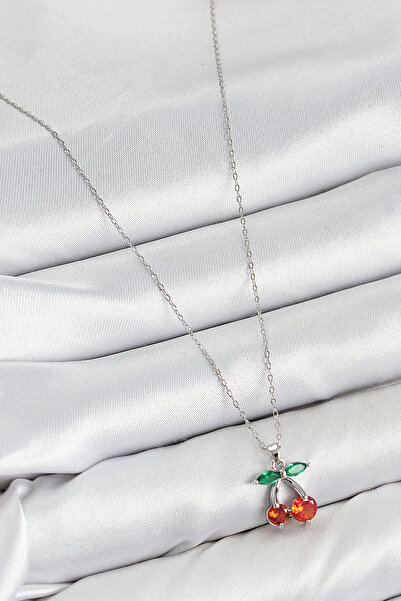 Skygo Brass Zircon Stone Cherry Model Silver Color Women's Necklace - Tj-Bko10421
