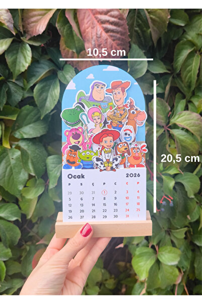 Miko Miko Şeyler 2026 Oyuncak Hikayesi Animasyon Filmi Ahşap Standlı Masa Takvimi