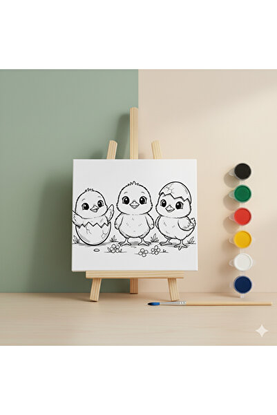 Hobiuniverse Çocuklar İçin Sevimli Civciv Eğitici Ve Eğlenceli Tuval Boyama Seti