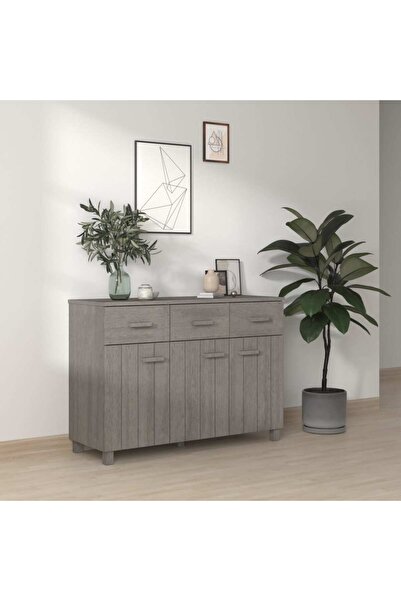 vidaxl Sideboard HAMAR Light Grey 113x40x80 cm Solid Wood Pine