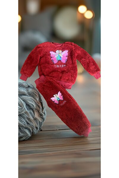 ZIYAVON Kiz çocuk polar pijama takımı baskılı peluş sıcak tutan ikili takım