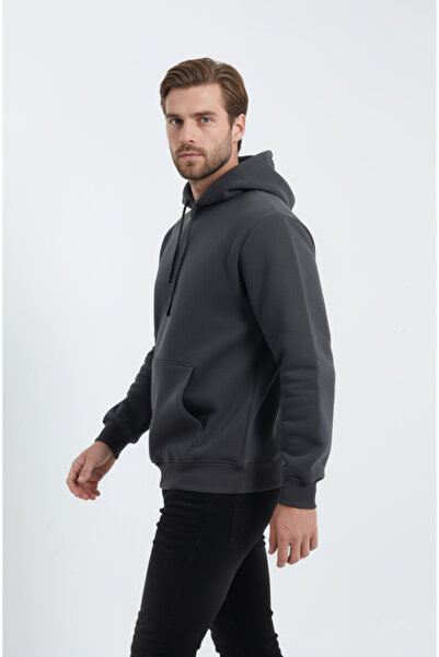 Sizce Moda Erkek Kanguru Cepli Sweatshirt 3 İplik Yumuşak Kumaş