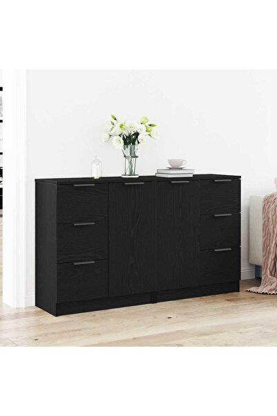 vidaxl Sideboard Black Oak 180 x 30 x 70 cm Engineered Wood