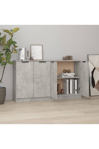 vidaxl Sideboards 2 pcs Concrete Gray 60x30x70 cm Engineered Wood