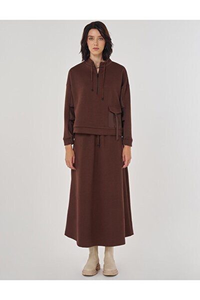 Kayra Pocket Detailed Double Suit Dark Brown