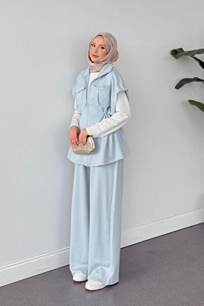 Hazamoda طقم سترة قطنية من سومري باللون الأزرق الفاتح