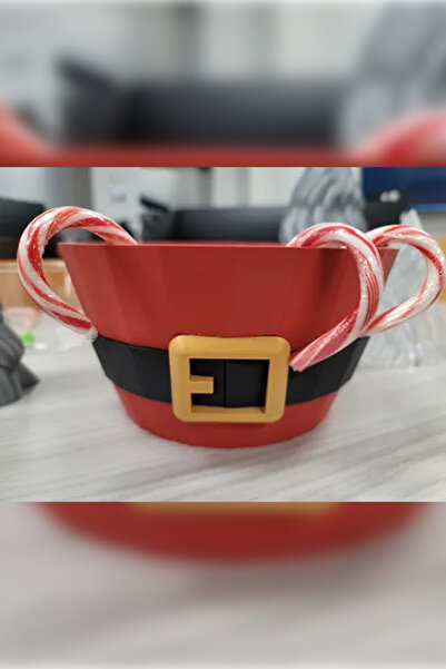 Genç 3D Noel Baba Şekerlik / Kase / Kova – Dekoratif Yılbaşı Kutusu