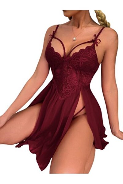 Lamis Nawar Lace & Mesh Babydoll Nightgown - Multi-color - One Size (Model 422)