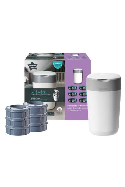 tommee tippee - لف و انقر - أبيض + عبوة إعادة تعبئة 6 قطع