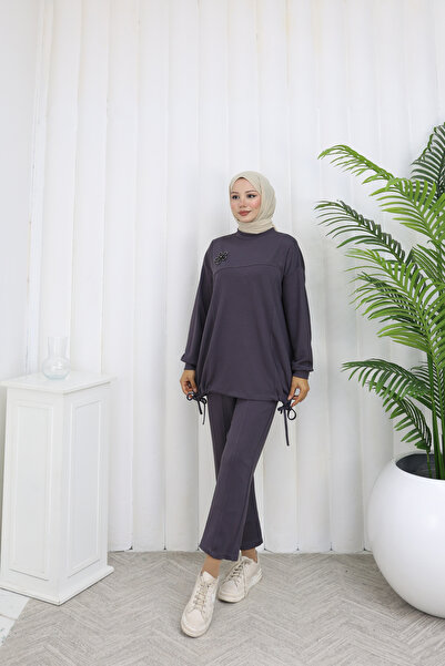 ECESSA FASHİON Γυναικείο σετ oversized τεμαχίων με πέτρινες τσέπες