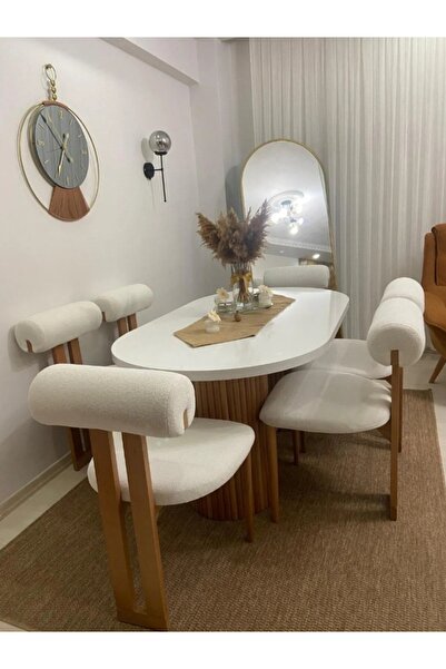 NORTE Ahşap Sandalye Tombak (6 ADET) Sandalye Mutfak Sandalyesi Salon Sandaly...