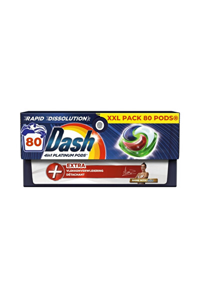 Dash Capsule Platinum 4 în 1, Extra+ Clean, pachet XXL cu 80 de capsule