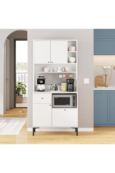 ZEYTUN Kahvenza Kahve Köşesi Ünitesi – Beyaz Renk, Şık ve Raflı Tasarım, Çok ...
