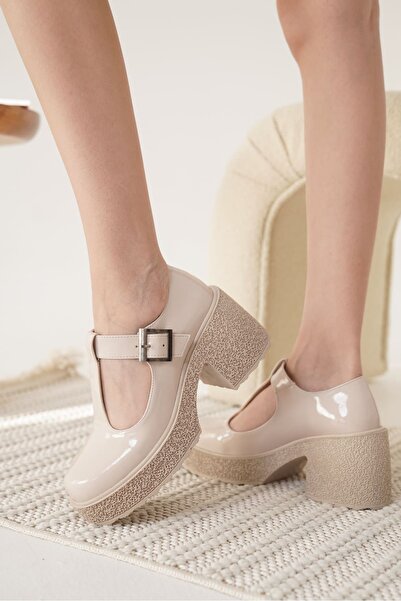 modaserdem Modasrdm Women's Beige Patent Leather Casual Shoes