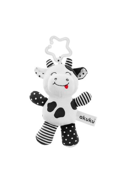 Akuku Jucarie din plus pentru copii, Akuku, Vaca, Alb-Negru