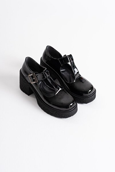 modaserdem Modasrdm Women's Black Patent Leather Casual Shoes