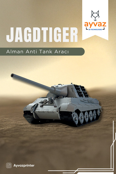 ayvazprinter JAGDTIGER 1/35 Ölçek, 10,4x21,3x8,4 cm Boyutlu, Hareketli Palet ...