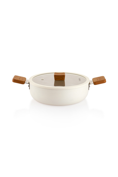 Schafer Ceramoni Ceramic Flat Pot 24 Cm-Cream