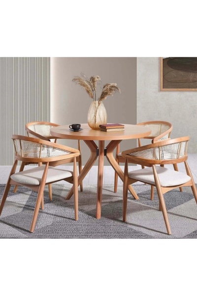 NORTE Gazel Sandalye Teddy Sandalye (4 ADET) Mutfak Sandalyesi Naturel Sandalye Cafe Restorant Sandalyesi