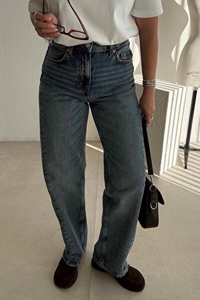 ELVAN TOLON Mavi Asimetrik Paça Jean