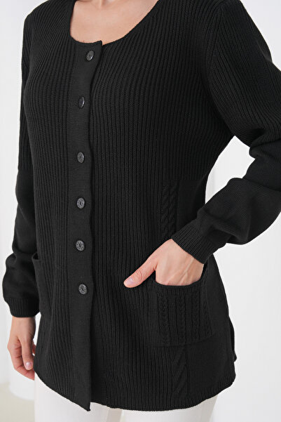 New Lamierra Γυναικεία Πλεκτά Μαμά Μάλλινη Ζακέτα με λεπτομέρεια τσέπης