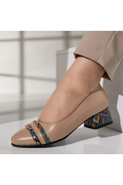 BMoD Pantofi cu toc din piele cu imprimeu nud pentru femei MOD12046